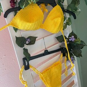 Vibrant Yellow Crochet Bikini Set